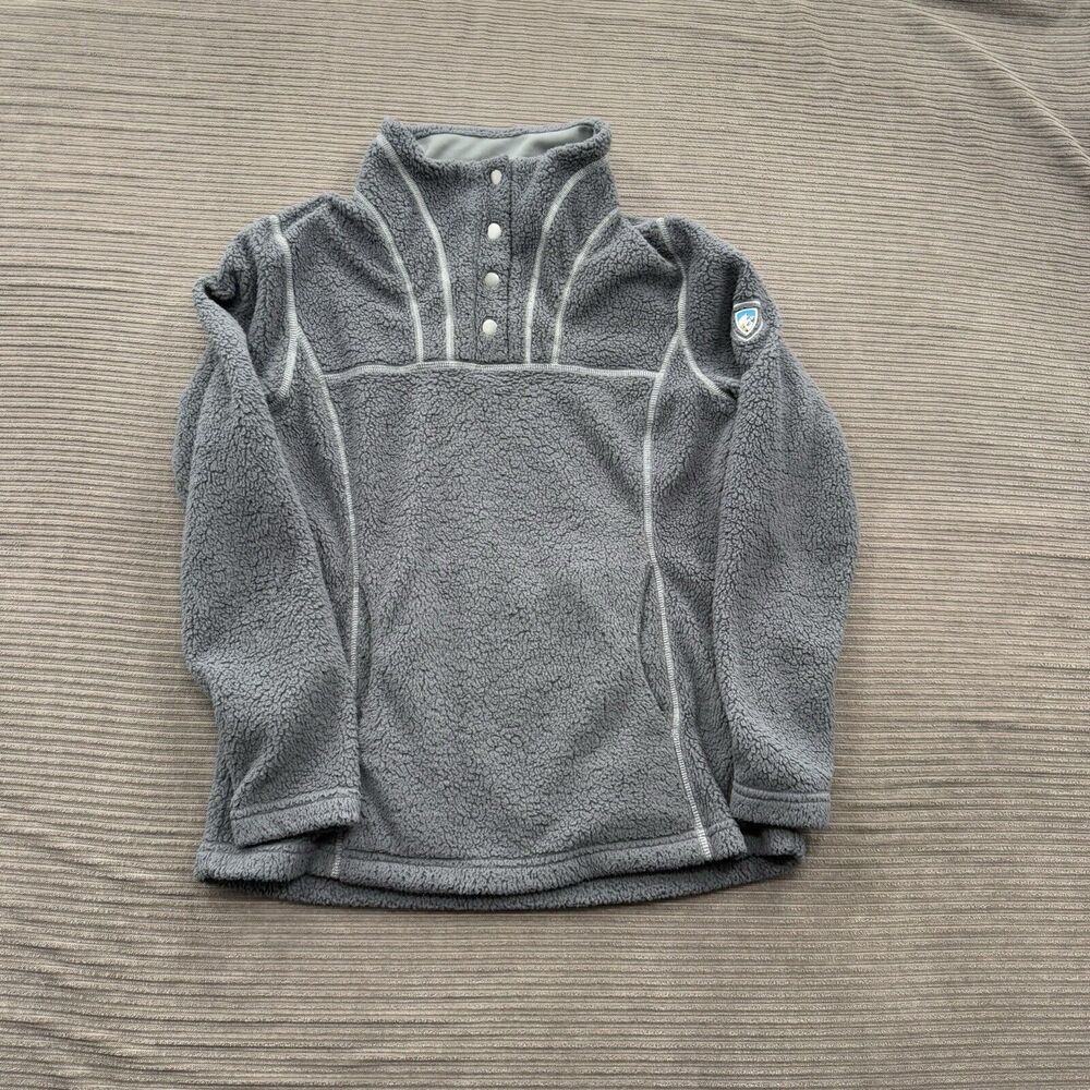 Kuhl 1/4 Zip Fleece Pullover Jacket Women Small Gray Polyester Outdoors Hiking.